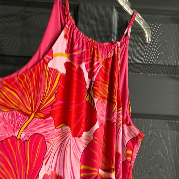 Vibrant Pink and Red Floral Maxi Dress Trina Turk - Picture 2 of 8
